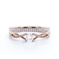 thumbnail image 1 of Infinity Loop 1.00 Carat Round Cut Diamond Moissanite Engagement Ring, Twisted Wedding Band in 925 Sterling Silver With 18k Rose Gold Plating, Gift For Her, Bridal Set, Matching Band, Anniversary, 1 of 3