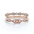 thumbnail image 1 of Infinity Loop 1.00 Carat Round Cut Morganite Engagement Ring, Twisted Wedding Band in 925 Sterling Silver With 18k Rose Gold Plating, Bridal Set, Matching Band, Anniversary, 1 of 3