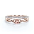 thumbnail image 1 of Infinity Loop 1.00 Carat Round Cut Morganite Engagement Ring, Twisted Wedding Band in 925 Sterling Silver With 18k Rose Gold Plating, Bridal Set, Matching Band, Anniversary, 1 of 3