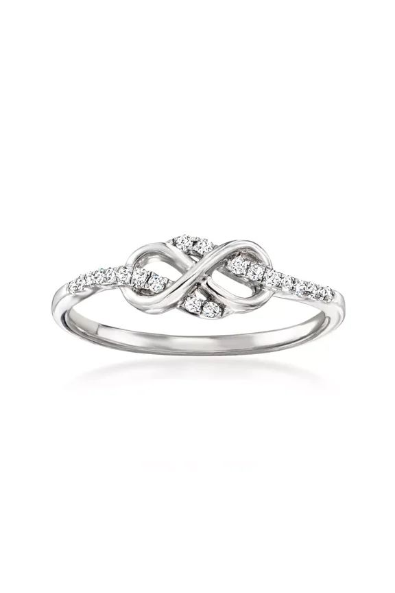 Infinity Loop Diamond Engagement Ring, Perfect Promise Ring For Girlfriend, 1.5 Ct Simulated Diamond, 14K White Gold Plated, Gift Ring For Her