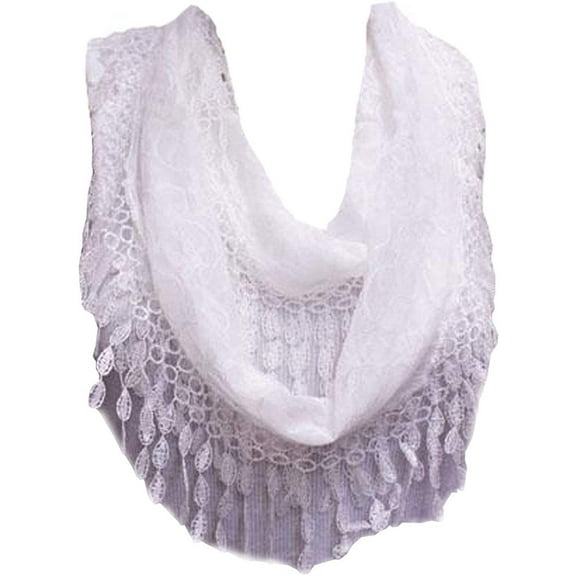 Infinity Loop Figure Eight Lace Scarf Vintage Fringe Spring Summer Wear