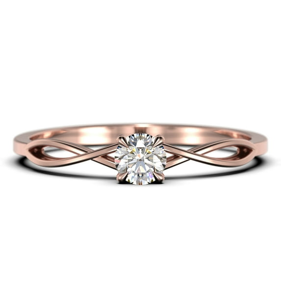 Infinity Loop Minimalist 0.50 Carat Round Cut Diamond Moissanite Engagement Ring, Twisted Wedding Band in10k Solid Rose Gold, Gift For Her, Dainty Promise Ring, Anniversary Gift
