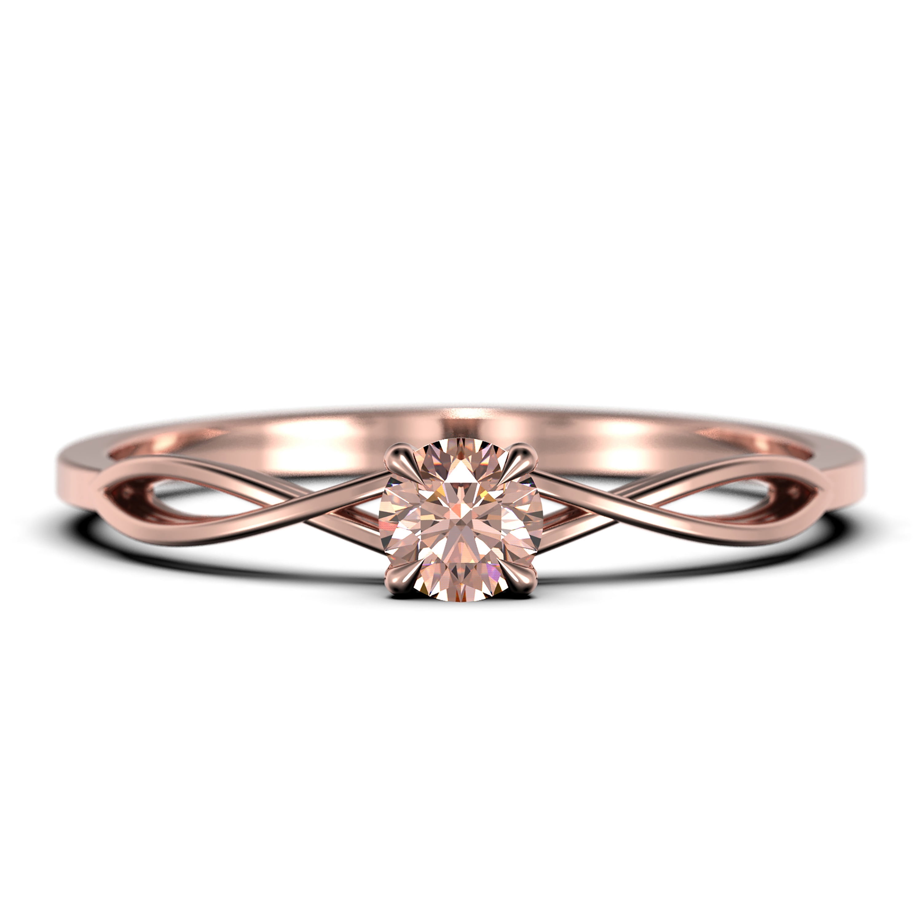 Infinity Loop Minimalist 0.50 Carat Round Cut Morganite Engagement Ring ...