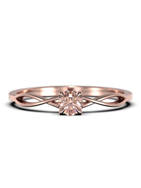 Infinity Loop Minimalist 0.50 Carat Round Cut Morganite Engagement Ring, Twisted Wedding Band in10k Solid Rose Gold, Gift For Her, Dainty Promise Ring, Anniversary Gift