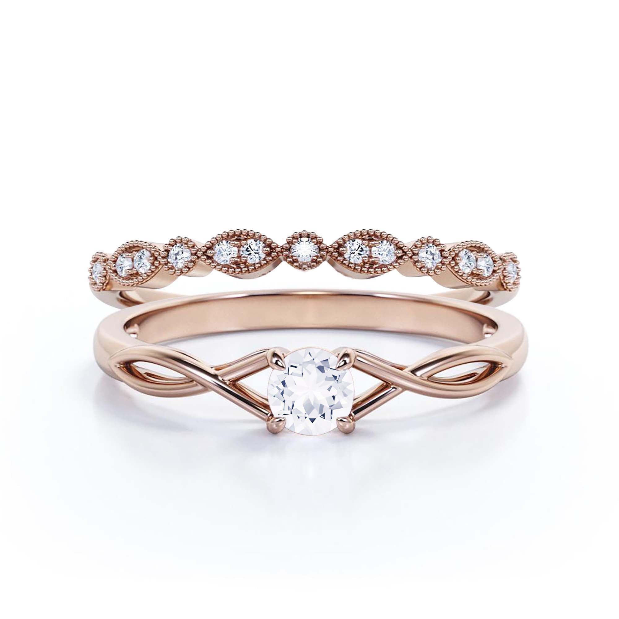 Infinity Loop Minimalist 1.00 Carat Round Cut Diamond Moissanite ...