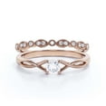 thumbnail image 1 of Infinity Loop Minimalist 1.00 Carat Round Cut Diamond Moissanite Engagement Ring, Twisted Wedding Band in10k Solid Rose Gold, Gift For Her, Promise Ring, Anniversary Gift, Bridal Set, Matching Band, 1 of 3