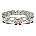 thumbnail image 1 of Infinity Loop Minimalist 1.50 Carat Round Cut Morganite Engagement Ring, Twisted Wedding Band in10k Solid White Gold, Promise Ring, Anniversary Gift, Trio Set, Matching Band, 1 of 4