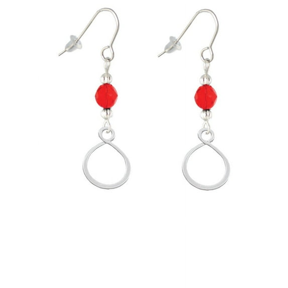 Infinity Loop Red Bead French Earrings