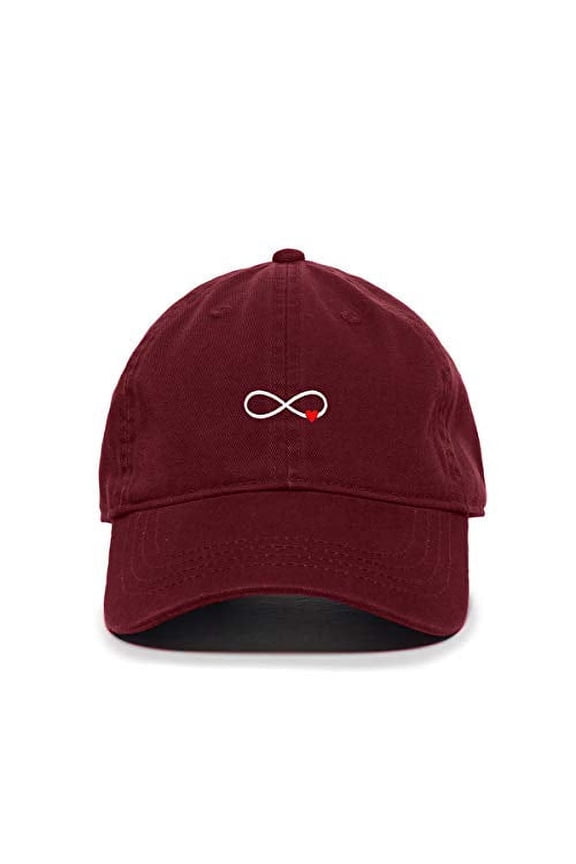 Infinity Love Baseball Cap Embroidered Cotton Adjustable Dad Hat Burgundy