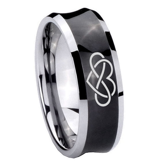 Infinity Love Concave Black Tungsten Men Ring 10MM