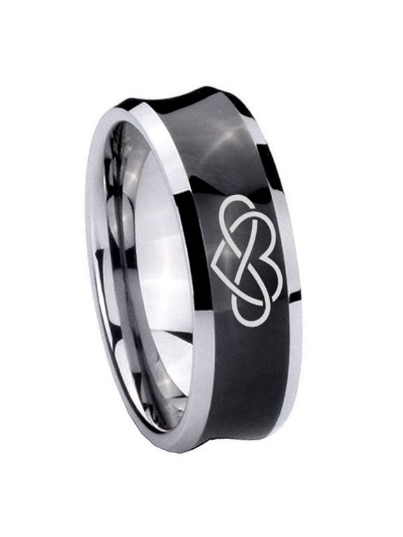Infinity Love Concave Black Tungsten Men Ring 10MM