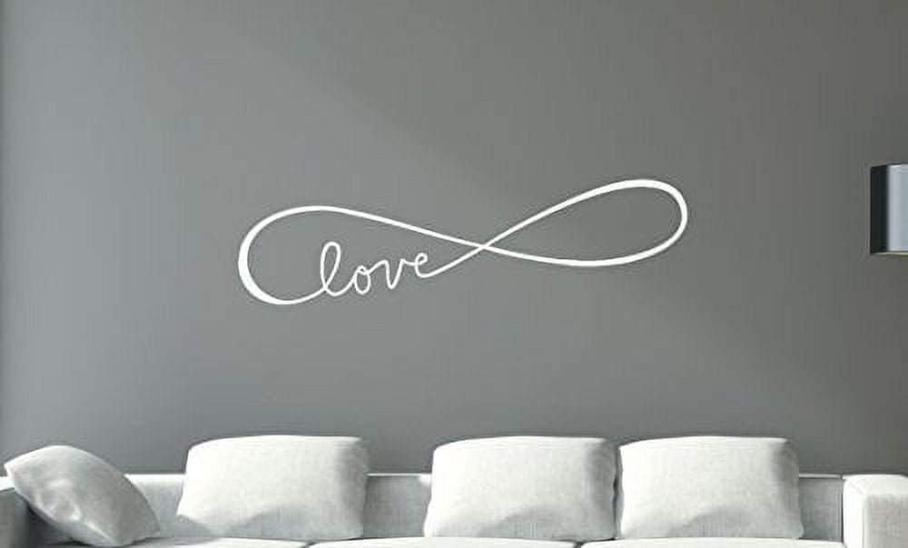 Infinity Love Elegant Modern Wall Decal Art, 36 by 10 , White - Walmart.com