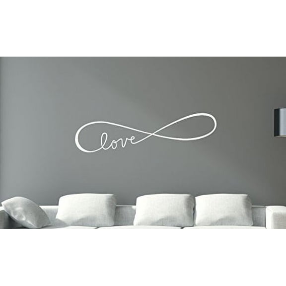 Infinity Love Elegant Modern Wall Decal Art, 36 by 10 , White