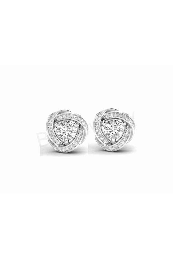 Infinity Love Knot 14K White Gold Plated Over 925 Sterling Silver VVS1/D White Diamond Tops Stud Earrings For Women