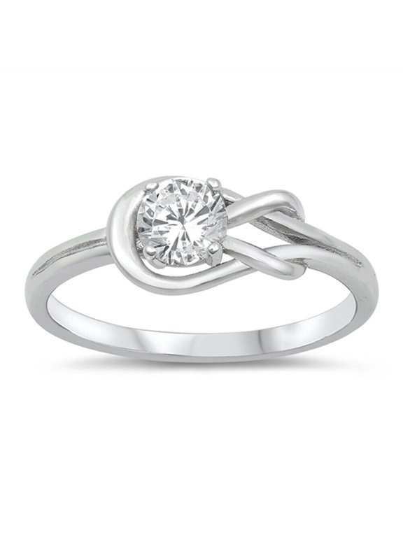 Infinity Love Loop Knot Ring For Valentines Gift 1.8 Ct Simulated Diamond 14K White Gold Plated