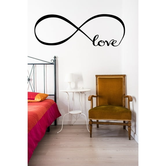 Infinity Love Symbol Wall Decal - Romantic Vinyl Sticker for Bedroom & Home Decor - Elegant Inspirational Quote Art - Removable & Easy to Apply Stylish & Durable Vinyl for Couples Living Room & More