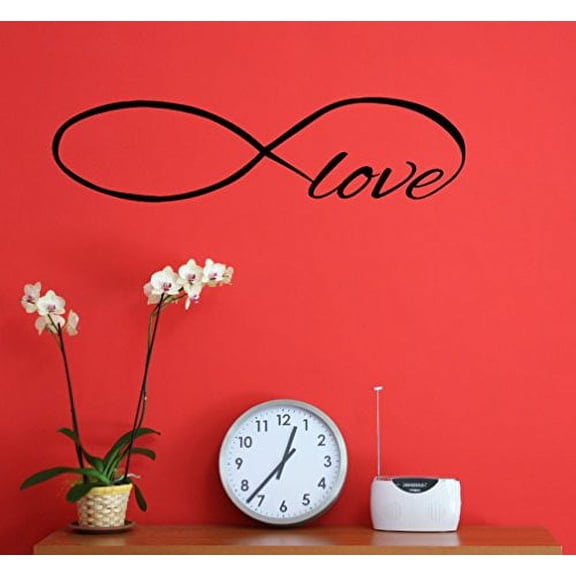 Infinity Love Wall Decal Sticker for Home Decor, Black, 23 x 6-Inch