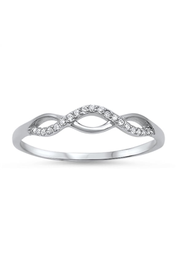 Infinity Love White Cubic Zirconia Promise Ring 925 Sterling Silver Band Jewelry Female Male Size 10