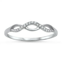 Infinity Love White Cubic Zirconia Promise Ring 925 Sterling Silver Band Jewelry Female Male Size 8