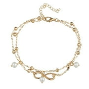 MAYA'S GRACE Infinity Love Womens Beauty Jewelry Pearl Charms Anklet Ankle Chain Bracelet (Gold)