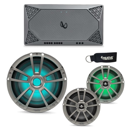 Infinity Marine - A Pair of 622MLT Titanium 6.5" LED Speakers, A 1022MLT 10" LED Subwoofer & a M704A 4-Channel Amplifier