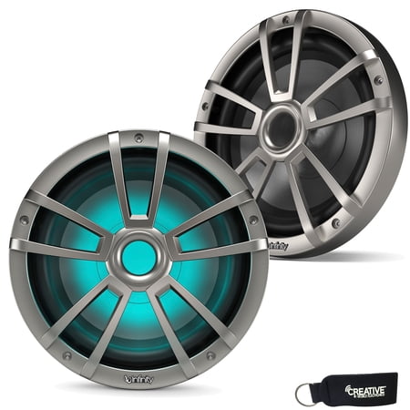Infinity Marine Bundle - Two Infinity 1022MLT Marine 10 Inch Marine RGB LED Subwoofer - Titanium