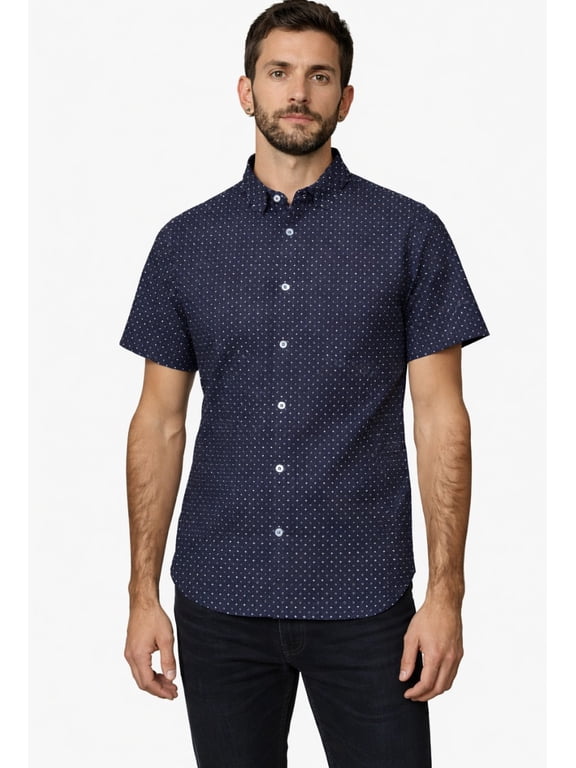 - Men's - LinearFlex Button Up Shirt- Dark Blue - Size Small