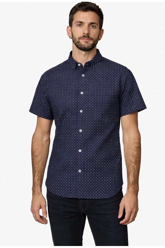 - Men's - LinearFlex Button Up Shirt- Dark Blue - Size Small