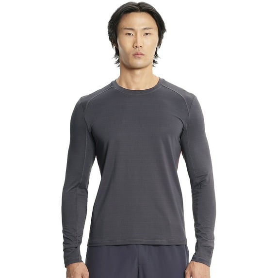 Infinity Men's Long Sleeve Underscrub Round Neck Top with Long Sleeves, Contrast Stitching On Side Seams IN608, XS, Pewter