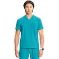 thumbnail image 1 of Infinity Men's Partial Zip V-Neck Scrub Top with Rib-Knit Side Panels Two Zip Front Chest Pocket and 1 Welt Pockets - IN702A,, 1 of 7