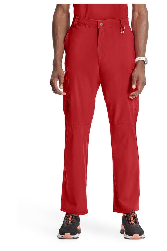 Cherokee Infinity Men Scrub Pants, 6 Pockets Tapered Leg with Fly Front and Inside Functional Drawstring CK200AT, S Tall, Red