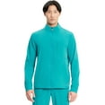 thumbnail image 1 of Infinity Men's Zip Front Scrub Jacket with 3 Pockets, Stand-up Collar, Shaped Cuffs, and Center Back Panel IN350A, XL, Teal Blue, 1 of 6