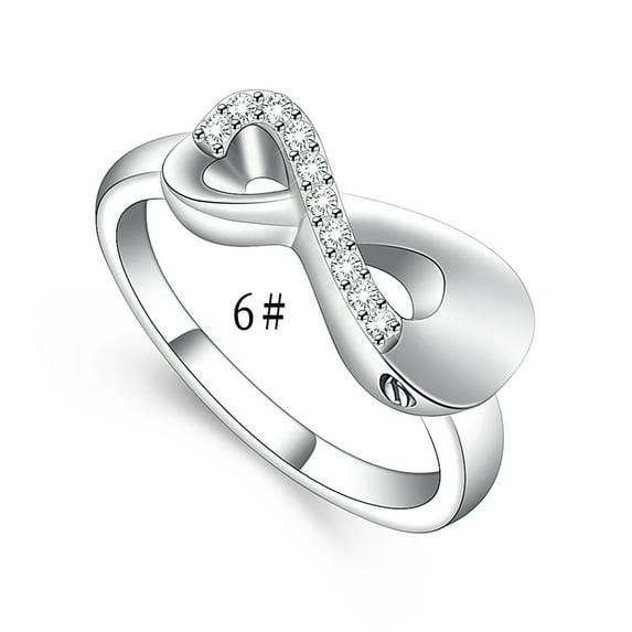 Infinity Mini Ring Hold Loved Ones Ashes Cremation Urn Ring for Women Finger Ring With Shining Zircon