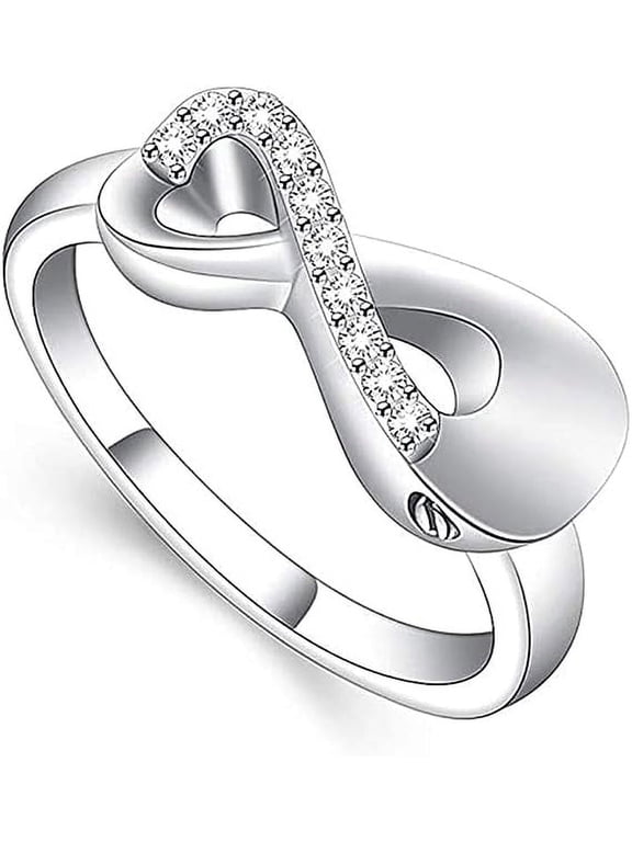 Infinity Mini Ring Hold Loved Ones Ashes Crystal Cremation Urn Ring for Women Finger Ring Memorial Jewelry