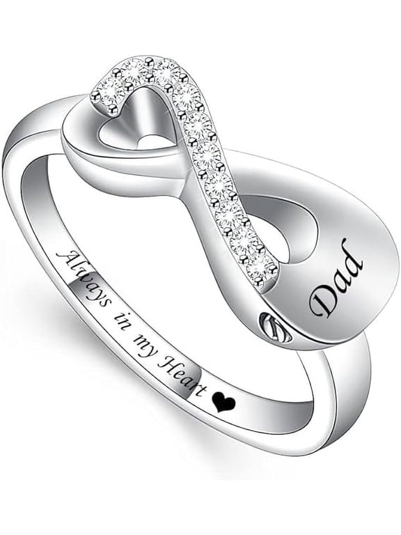 Infinity Mini Urn Ring Hold Loved Ones Ashes Cremation Urn Ring for Dad Women Finger Ring Memorial Jewelry Memorial Keepsake Locket for Human Ash-No.7