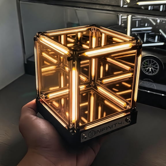 Infinity Mirror Cube LED Gaming Light, 3D Abyss Desk Lamp, Dynamic RGB Atmosphere Night Light for Room