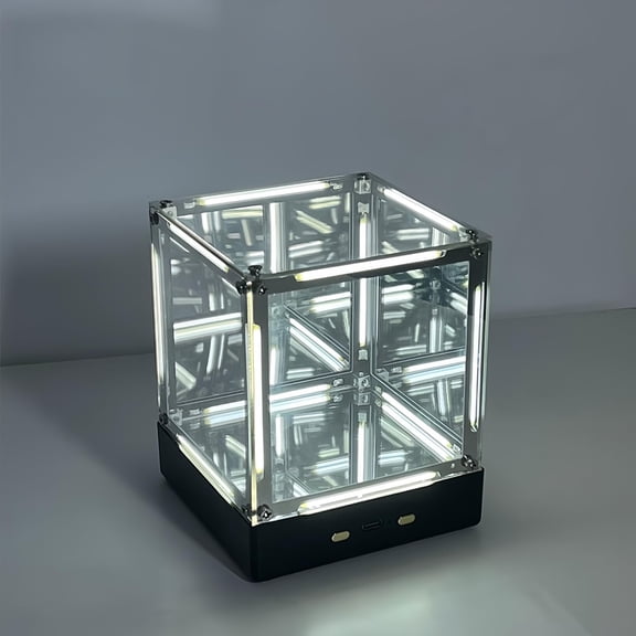 Infinity Mirror Cube Light, Rechargeable LED Night Light for Gaming Desk Decor, Colors