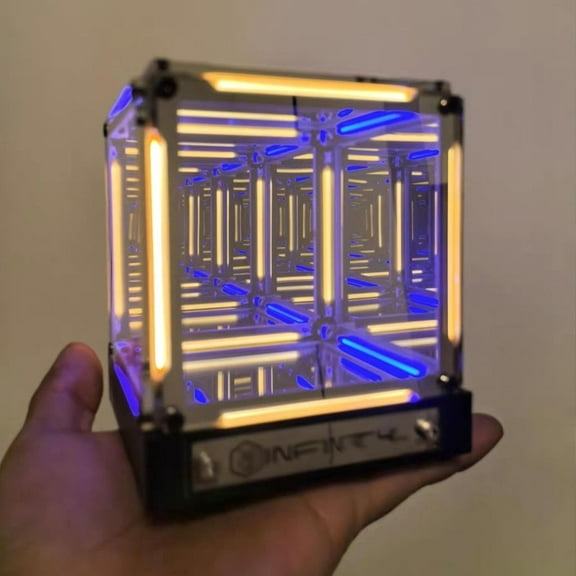 Infinity Mirror Hyper Cube Light, Wireless 4D Abyss LED Lamp with Touch Dimming, Rechargeable Acrylic Tesseract Night Light for Gaming Room Desk & Sci-Fi Decor