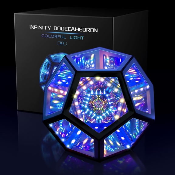 Infinity Mirror Light Dodecahedron 3D Hyper Cube RGBW Color Changing Night Light Bestseling