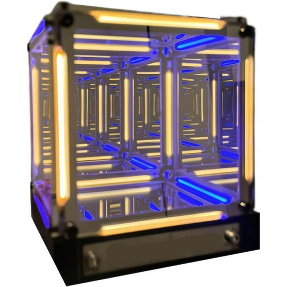 Infinity Mirror Night Light,4D Acrylic Cube Led Bedside Lamp,One Touch Control Switch Endless Abyss Lighting Effect,Futuristic Ambient Light,Gamer Desk Decor,Creative Gift for Men