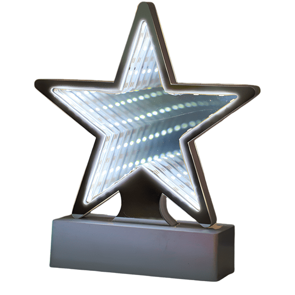 Infinity Mirror Tunnel LED Night Light, 3D Tunnel Lamp Desktop Lamp with Five-pointed Star Design, High Brightness Optical Illusion Home Decor for Party Christmas Wedding Romantic Bedroom
