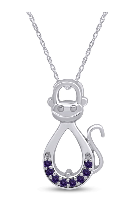 Infinity Monkey Pendant Necklace In 14K White Gold Over Sterling Silver