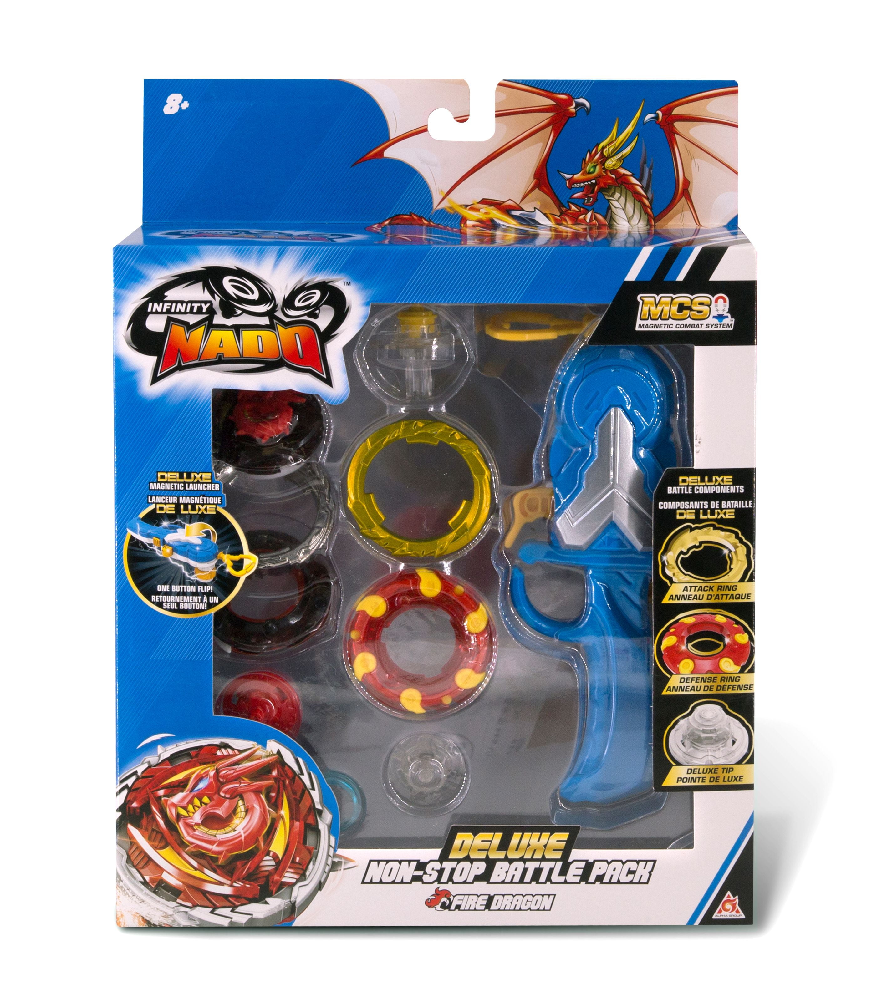 Infinity Nado 5 Deluxe Advanced Series Fiery Dragon Metal Spinning Top Non  Stop Battle Gyro With Magnetic Launcher Anime Kid Toy