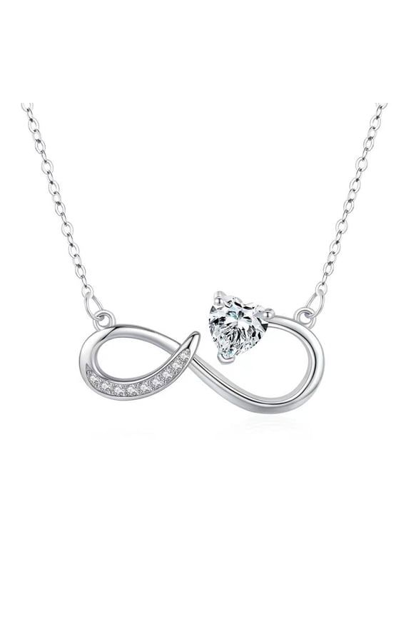 Infinity Necklace 925 Sterling Silver Angel Wings Heart Birthstone Necklace for Women