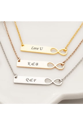 Infinity Necklace Couple - Couples Gift Personalzied - 2 Initial Necklace - Custom Initial Necklace for 2 Names - Infinity Bar Necklace