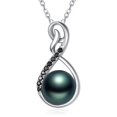 thumbnail image 1 of TANGPOET Infinity Necklace Sterling Silver Black Pearl Pendant Necklaces for Women Mom Mother Tahitian Pearl Necklace Jewelry Gifts for Women, 1 of 5