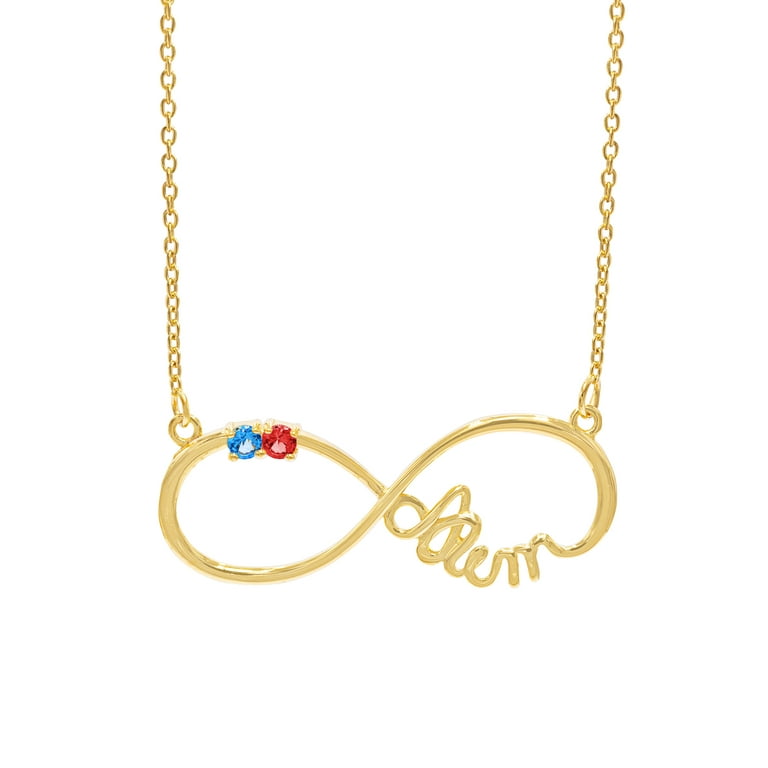 Infinity necklace with two birthstones sale
