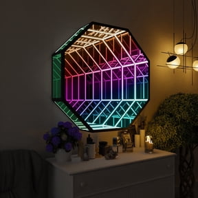 Infinity OctaMirror - LED Wall Lamp, Geometric RGB Colour Changing Wall Decor, Endless Magical Lighting, Holographic Portal