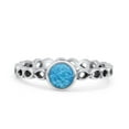 thumbnail image 1 of Infinity Oxidized Round Ring Lab Created Blue Opal Ring 925 Sterling Silver Size 10, 1 of 5