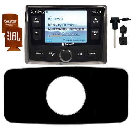 Infinity PRV-315 Waterproof Radio With Stinger SEADASH3B Universal Marine 3" Radio Dash Kit, And SMRAUXUSB3 Usb/Aux